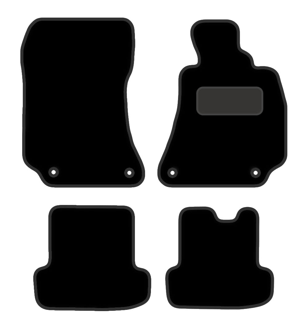 PCM - Tailored Car Floor Mats for Mercedes E Class Coupe Manual (2009-2016) 4 CLIPS - Black Premium Carpet - Full Floor Protection - Anti Slip & Fit Mat with Clips Easy Clean Car - Black Edging