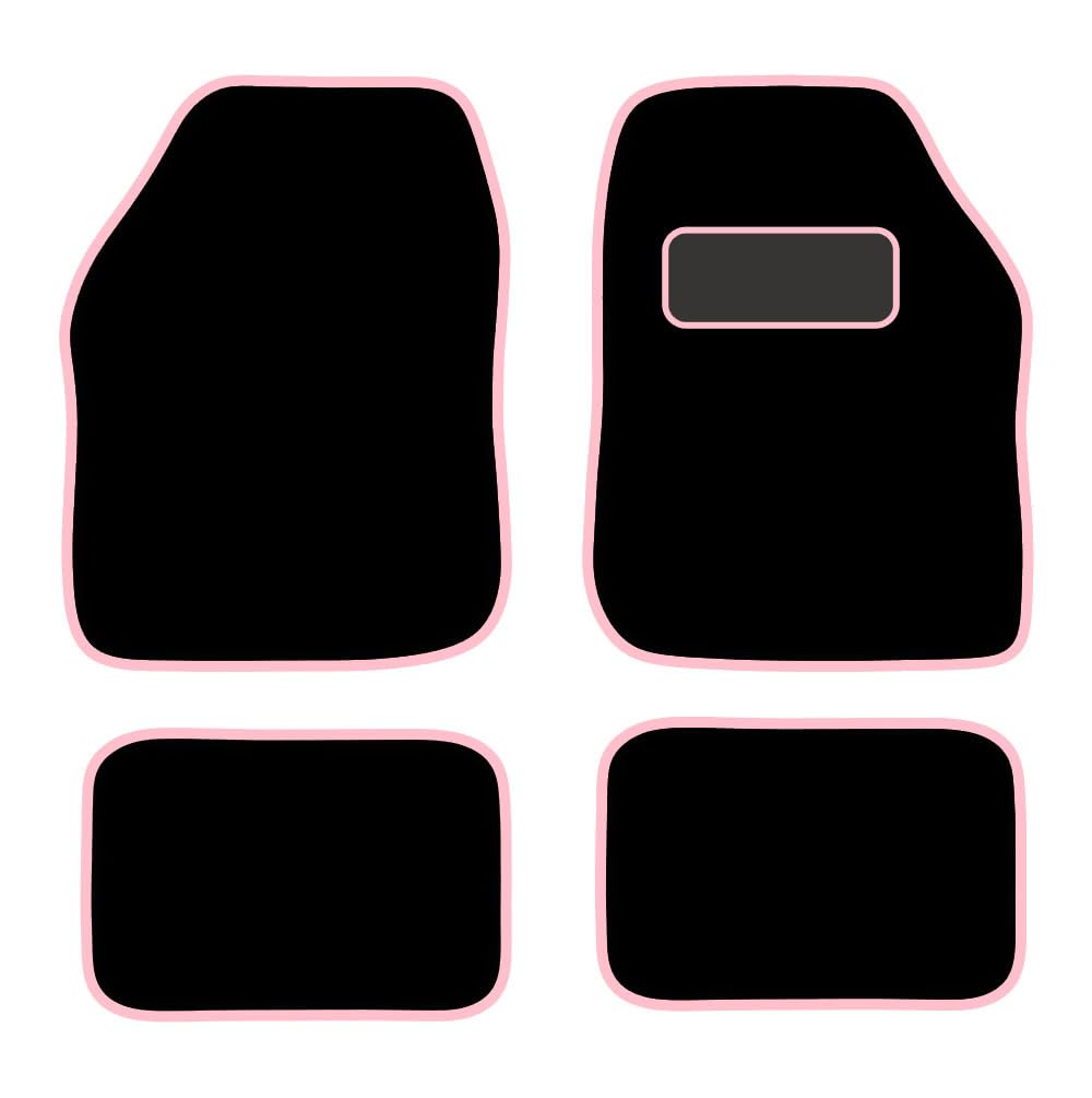 PCM - Car Floor Mats for Universal Car or Van Tailored Heavy Duty Car Floor Mats 4PC Set Non Slip Carpet (PINK EDGING)