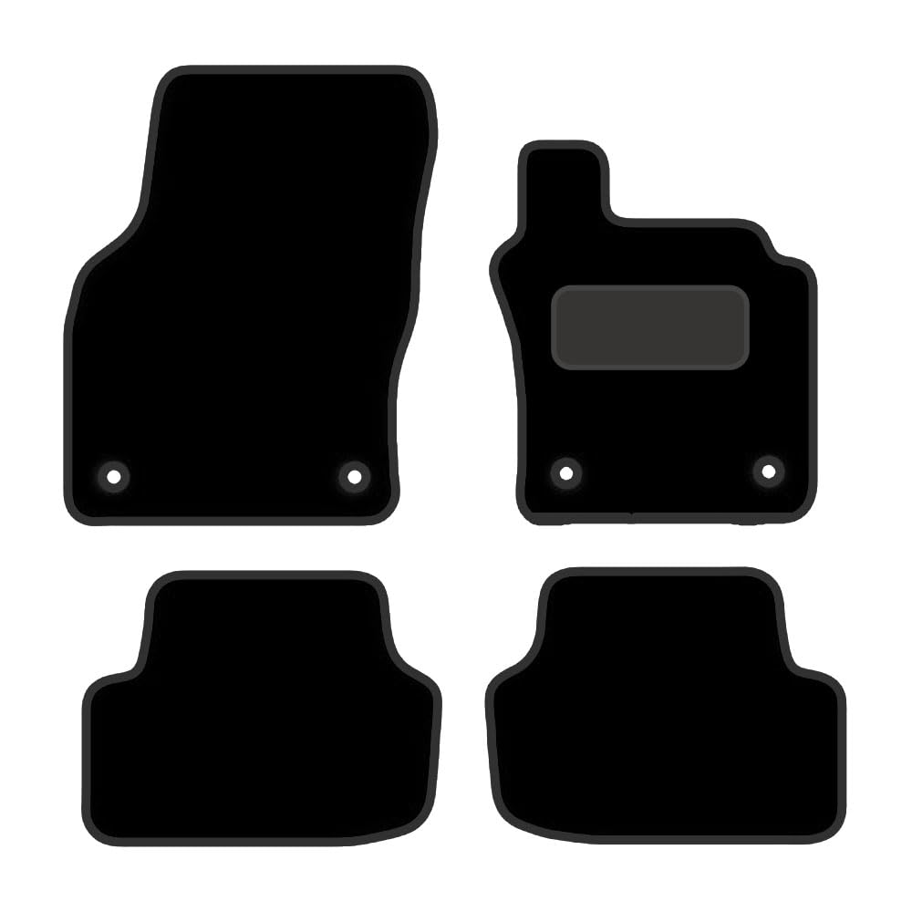 Tailored Mats - Fits VOLKSWAGEN Vw Golf MK7 2012-2020 - Black Luxury Deluxe Carpet - Anti Slip Mat - Non Slip Car Floor Mat, Fitted With Clips & Granulated Backing - 4 Pc Floor Mat
