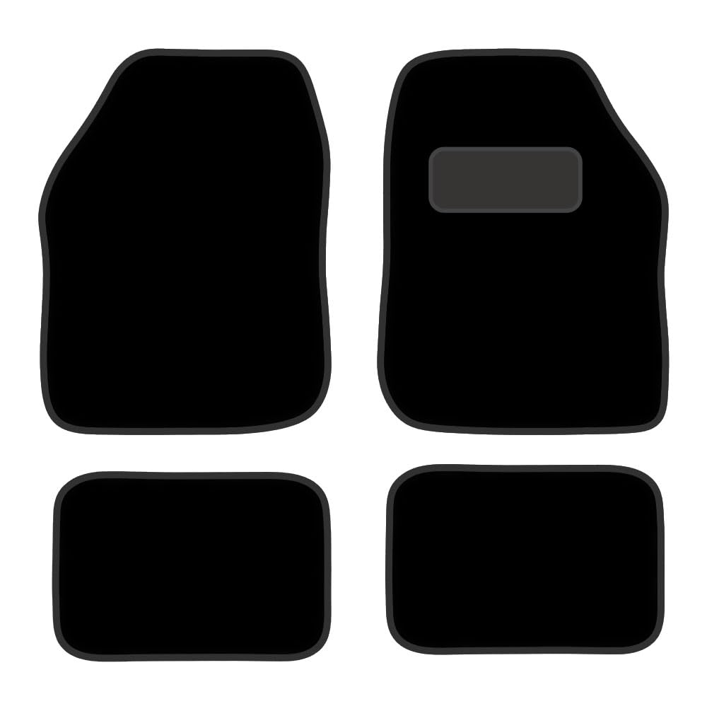 PCM - Black Car Mats Universal Van Floor Mats for Ford, Kia All models - 4PC Set Non Slip interior car accessories Carpet with Black Nylon Edging