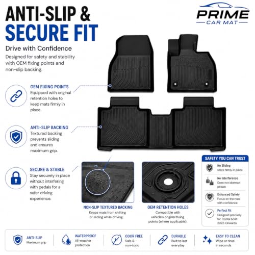 TPE Car Mats for Toyota bZ4X 2022-Onwards | Black by PRIME CAR MAT