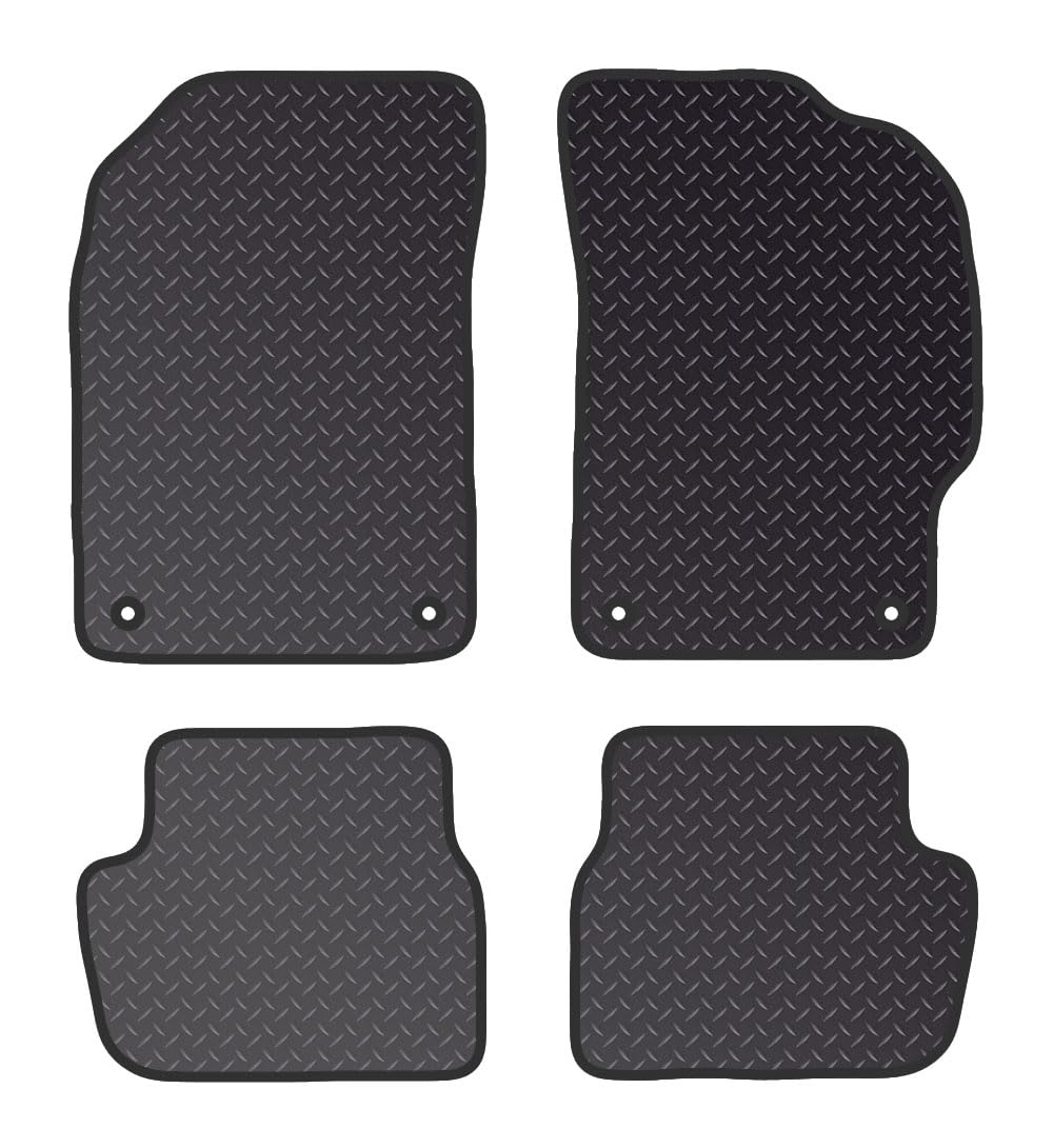 PRIME CAR MAT - Fits CHEVROLET Spark 2009-2015 - Standard Rubber 3mm - Tailored Car Mats - Waterproof, Non Slip Car Floor Mat, Fitted with Clips & Anti Slip Backing - 4 pcs Floor Mat Set