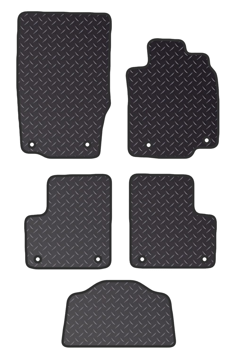 PCM- Car Floor Mats fits Mercedes GLS From (2012-2019)- Black Standard Rubber 3mm - Tailored Car Mats - Car Floor Mat, with Anti Slip Backing - 4 pcs Floor Mat Set with 8 Clips.