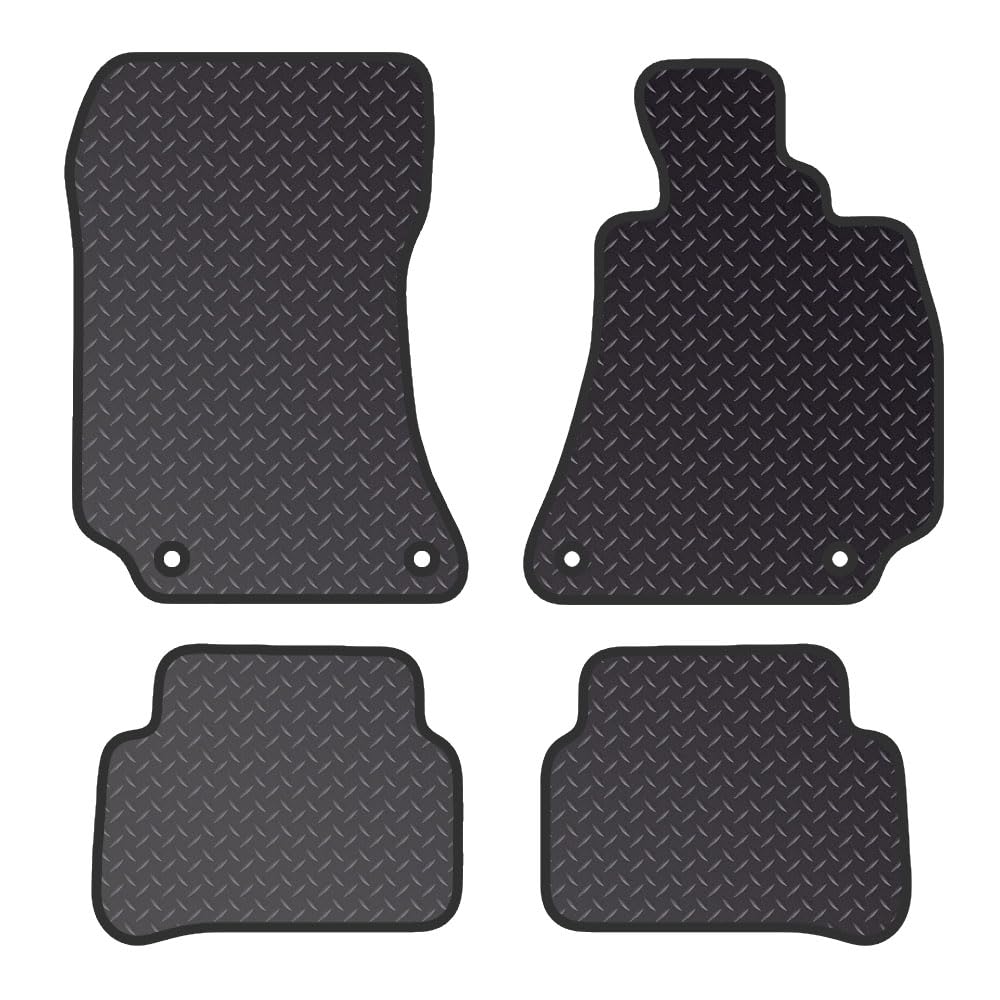 PCM - Tailored Car Floor Mats for Mercedes E Class Estate (2009-2016) 4 CLIPS - Black Standard Rubber 3mm - Full Floor Protection - Anti Slip & Fit Mat with Clips Easy Clean Car - Black Edging