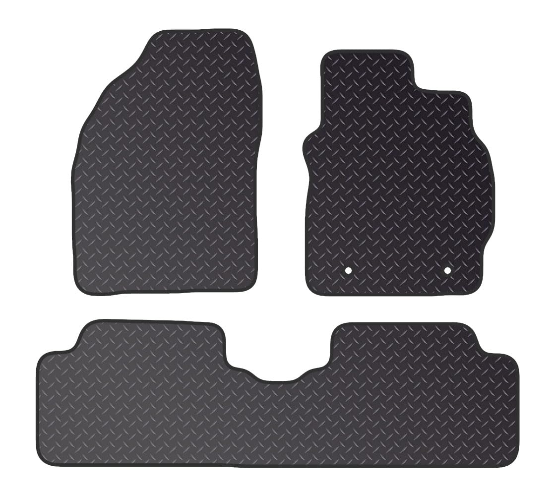 PCM - Car Floor Mats for Toyota Auris TAXI (2007-2011) 2 CLIPS - Black Standard Rubber 3mm - Tailored Car Mats - Car Floor Mat, with Anti Slip Backing - 4 pcs Floor Mat Set