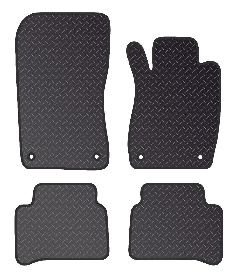 PCM - Tailored Car Floor Mats for Mercedes E CLASS (2003-2009) 4 CLIPS - Black Standard Rubber 3mm - Full Floor Protection - Anti Slip & Fit Mat with Clips Easy Clean Car Carpet - Black Edging