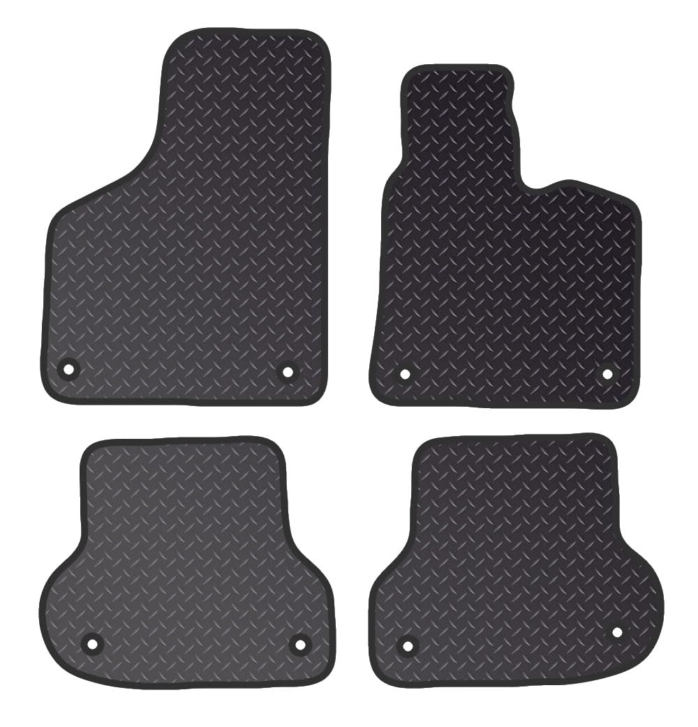 PRIME CAR MAT - Fits Audi A3 Sportback 2004-2013 - Standard Rubber 3mm - Tailored Car Mats - Waterproof, Non Slip Car Floor Mat, Fitted with Clips & Anti Slip Backing - 4 pcs Floor Mat Set