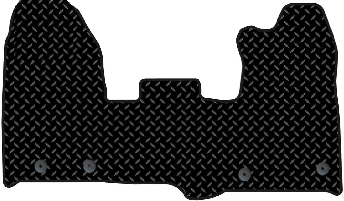 PCM - Tailored Van Floor Mat Fits FORD TRANSIT CUSTOM 1 PIECE FRONT (4-CLIPS) 2015-2023 - Rubber 3mm - Non Slip Backing and Edged With Black Nylon Binding - 1 Van Floor Mat
