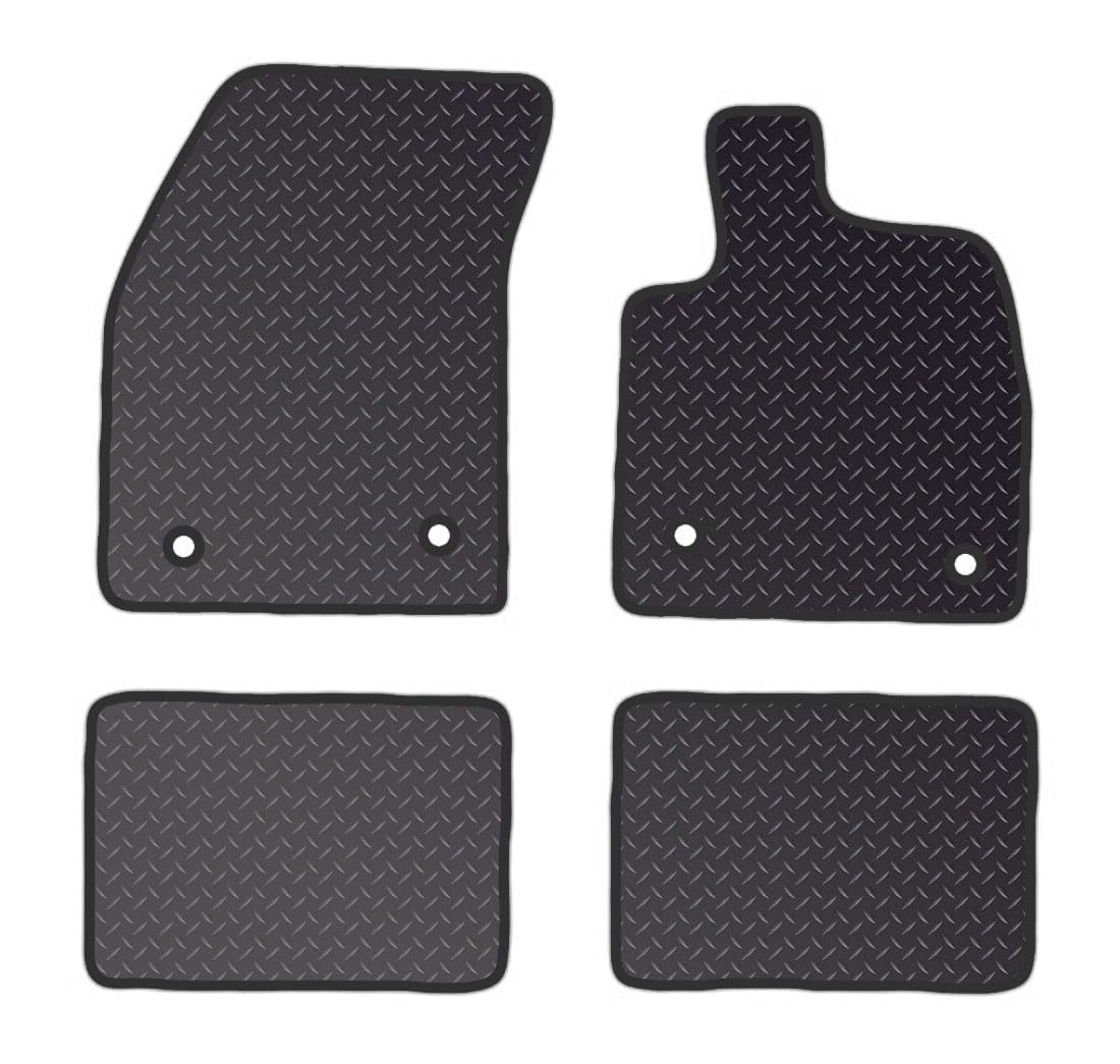 PRIME CAR MATS - FOCUS MK4-MK5 2017 ON- Black Heavy Duty Rubber 5MM - Fitted With Clips & Granulated Backing-Non Slip Car Floor Mat-4 Pc Floor Mats