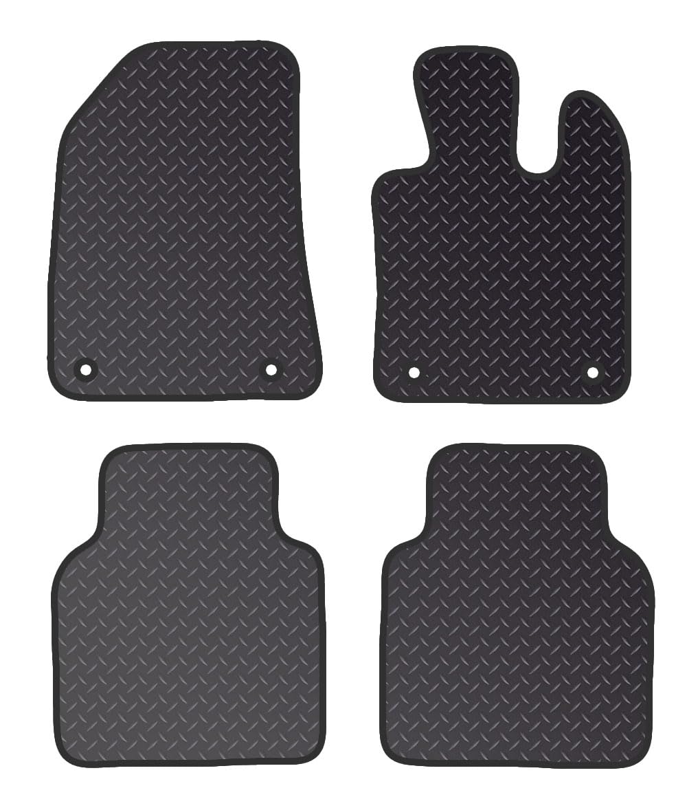 PCM- Car Floor Mats fits for MG HS HYBRID from 2024 ON- Black Standard Rubber 3mm - Tailored Car Mats - Car Floor Mat, with Anti Slip Backing - 4 pcs Floor Mat Set with 4 Clips