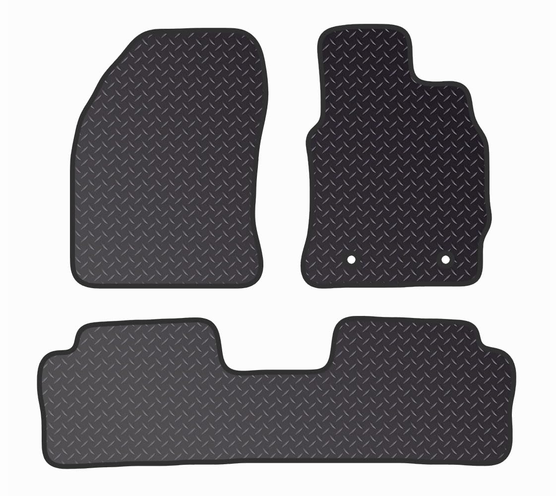 PCM - Car Floor Mats for Auris TAXI (2016 on) 2 CLIPS - Black Standard Rubber 3mm - Tailored Car Mats - Car Floor Mat, with Anti Slip Backing - 4 pcs Floor Mat Set