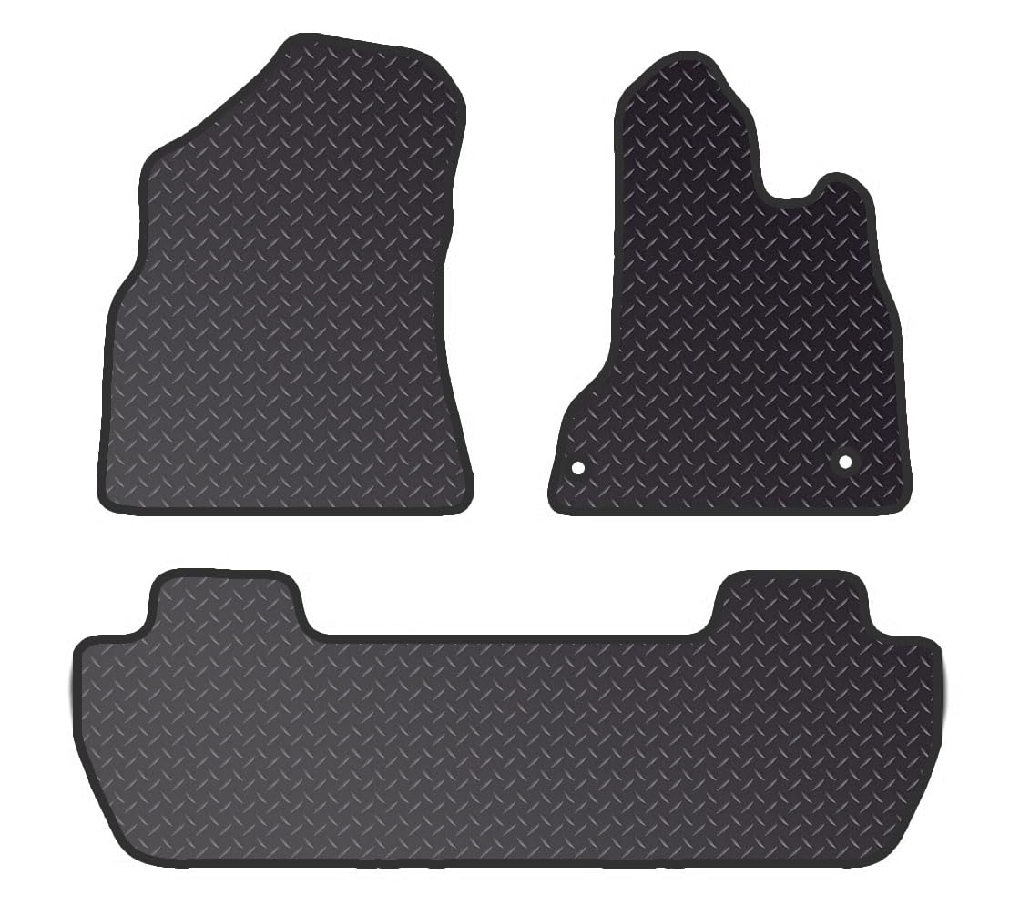 PRIME CAR MAT - Fits CITROEN Berlingo Multispace 2008-2018 - Heavy Duty Rubber 5mm - Tailored Car Mats - Waterproof, Fitted with Clips & Anti Slip Backing - 3 pcs Floor Mat Set