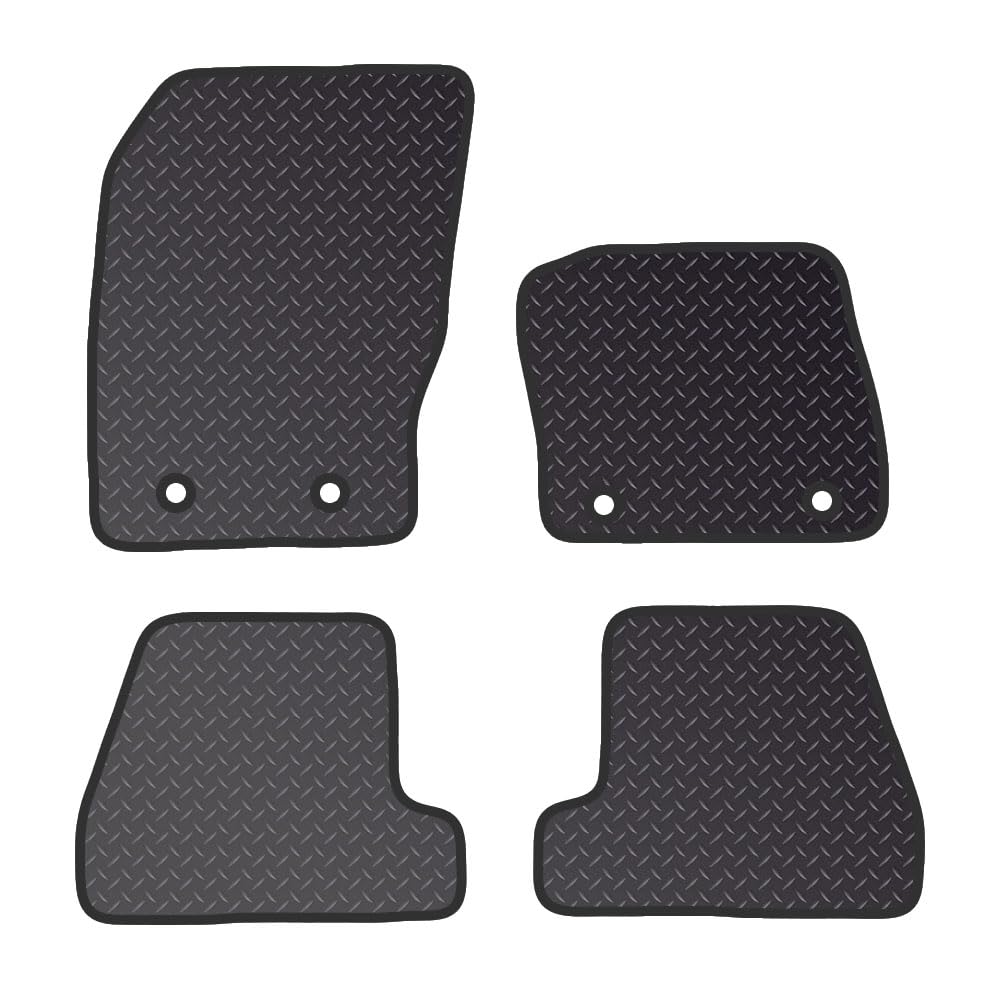 PRIME CAR MAT - Fits Ford Focus March 2015-2017 - Black Standard Rubber 3MM - Anti Slip - Tailored Mats - Non Slip Car Floor Mat, Fitted With Clips & Granulated Backing - 4 Pc Floor Mat & 4 Clips