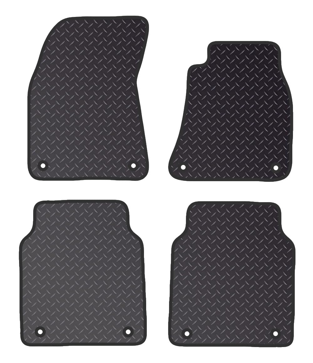 PRIME CAR MAT - Fits AUDI A8 LWB 2009-2017 - Standard Rubber 3mm - Tailored Car Mats - Waterproof, Non Slip Car Floor Mat, Fitted with Clips & Anti Slip Backing - 4 pcs Floor Mat Set