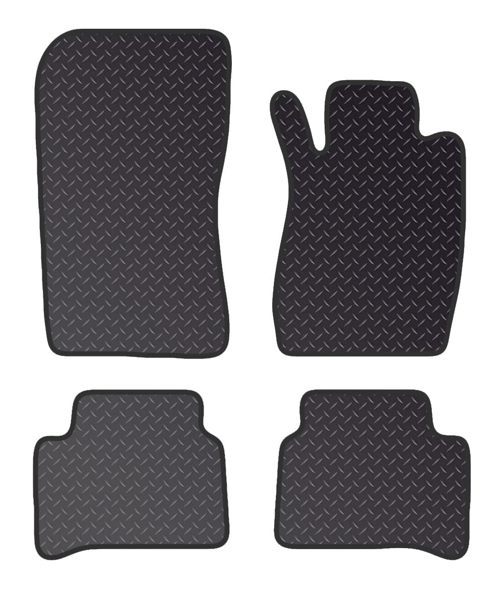 PCM - Tailored Car Floor Mats for Mercedes E CLASS (2002-2005) no CLIPS - Black Heavy Duty Rubber 5mm - Full Floor Protection - Anti Slip & Fit Mat with Clips Easy Clean Car Carpet - Black Edging