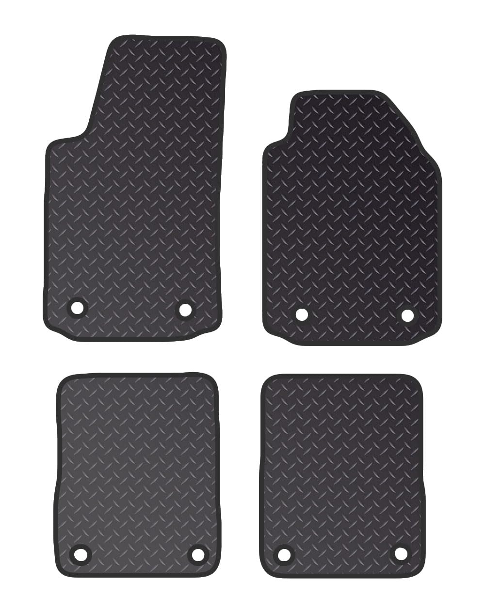 PRIME CAR MAT - Fits AUDI A2 2000-2005 - Black Black Heavy Duty Rubber 5mm - Anti Slip Tailored Car Mats - Waterproof, Non Slip Car Floor Mat, with Anti Slip Backing - 4 pcs Floor Mat Set with 8 Clips