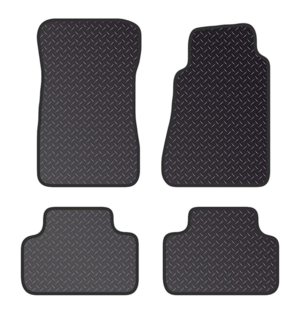 PCM - Car Floor Mats for Mercedes C Class Saloon (1993-2000) no CLIPS - Black Standard Rubber 3mm - Tailored Car Mats - Car Floor Mat, with Anti Slip Backing - 4 pcs Floor Mat Set
