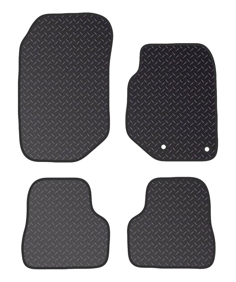 Tailored Mats - Fits VAUXHALL Corsa F 2020 Onwards - Black Heavy Duty Rubber 5MM - Anti Slip Mat - Non Slip Car Floor Mat, Fitted With Clips & Granulated Backing - 4 Pc Floor Mat
