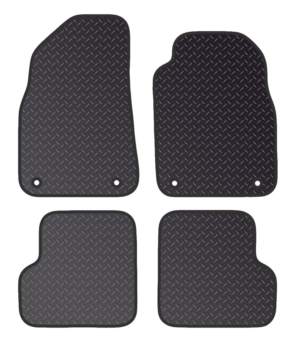 PCM- Car Floor Mats fits for MG 3 from (2013-2018)- Black Standard Rubber 3mm - Tailored Car Mats - Car Floor Mat, with Anti Slip Backing - 4 pcs Floor Mat Set with 4 Clips