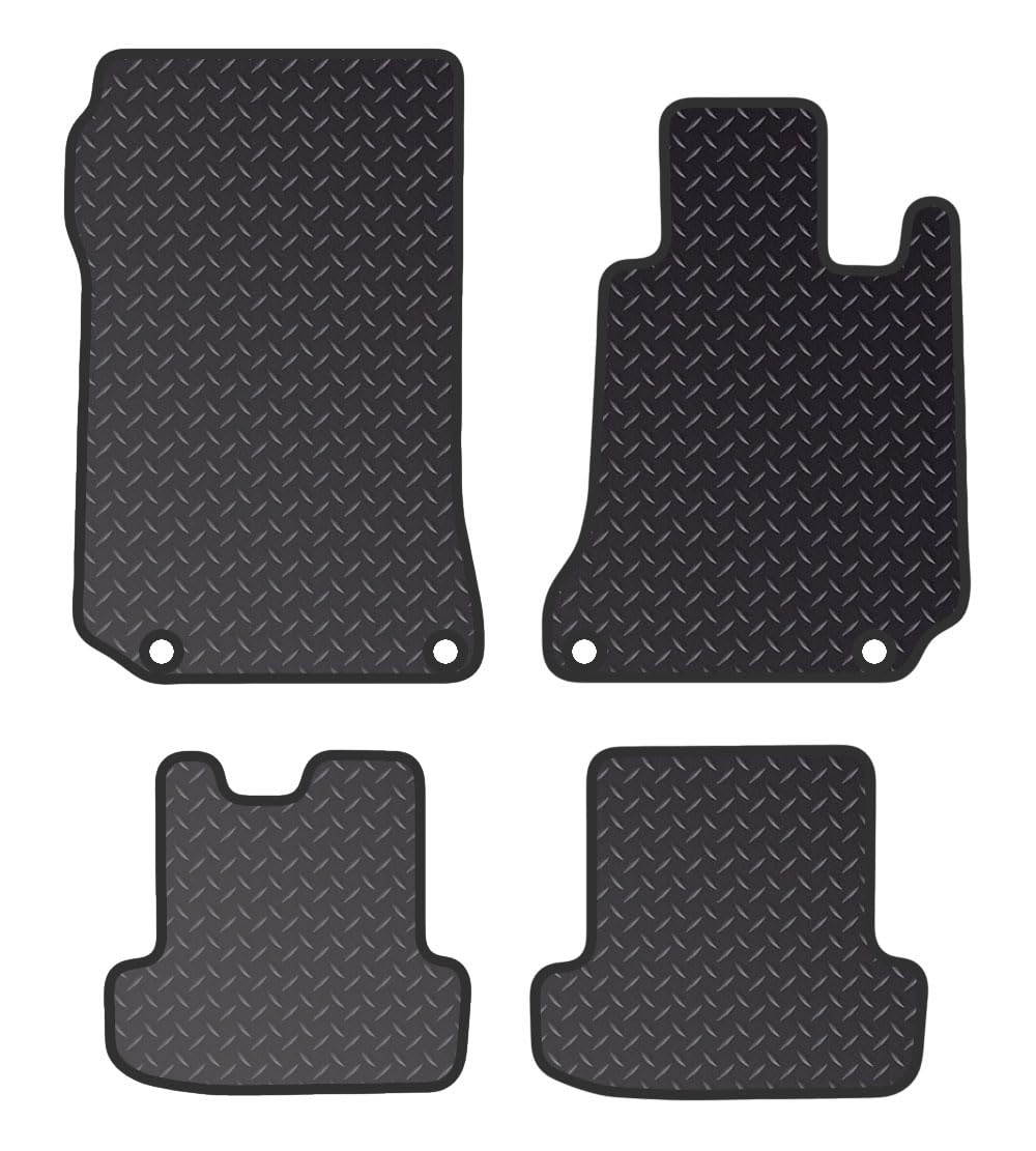PCM - Tailored Car Floor Mats for Mercedes E Class Cabriolet (2009-2016) 4 CLIPS - Black Heavy Duty Rubber 5mm - Full Floor Protection - Anti Slip & Fit Mat with Clips Easy Clean - Black Edging