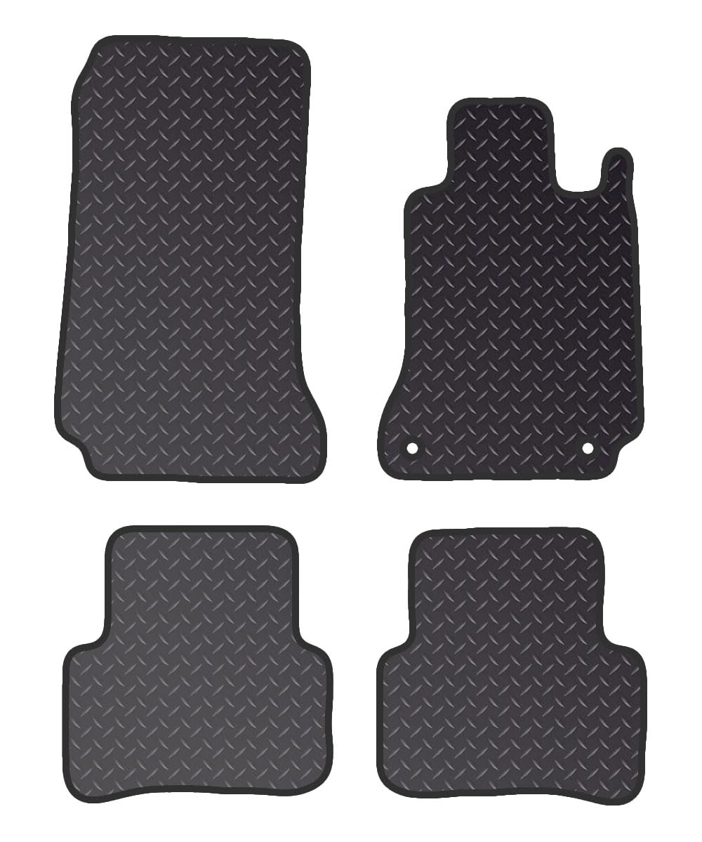 PCM - Car Floor Mats for Mercedes C CLASS Automatic (2007-2014) 2 CLIPS - Black Heavy Duty Rubber 5mm - Tailored Car Mats - Car Floor Mat, with Anti Slip Backing - 4 pcs Floor Mat Set