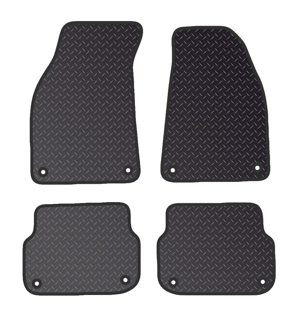 PRIME CAR MAT - Fits AUDI A6 2004-2011 (NOT QUATTRO) - Standard Rubber 3mm - Tailored Car Mats - Waterproof, Non Slip Car Floor Mat, Fitted with Clips & Anti Slip Backing - 4 pcs Floor Mat Set