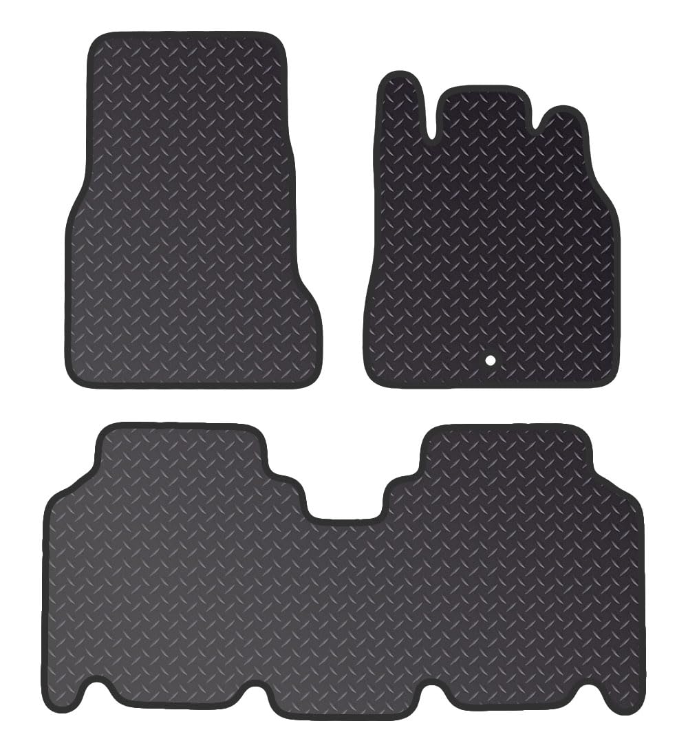 PCM Car Floor Mats for Mercedes A CLASS LWB (1998-2005) 1 CLIP - Heavy Duty Rubber 5mm - Tailored Car Mats - Waterproof Car Floor Mat & Anti Slip Backing - 3 pcs Floor Mat Set
