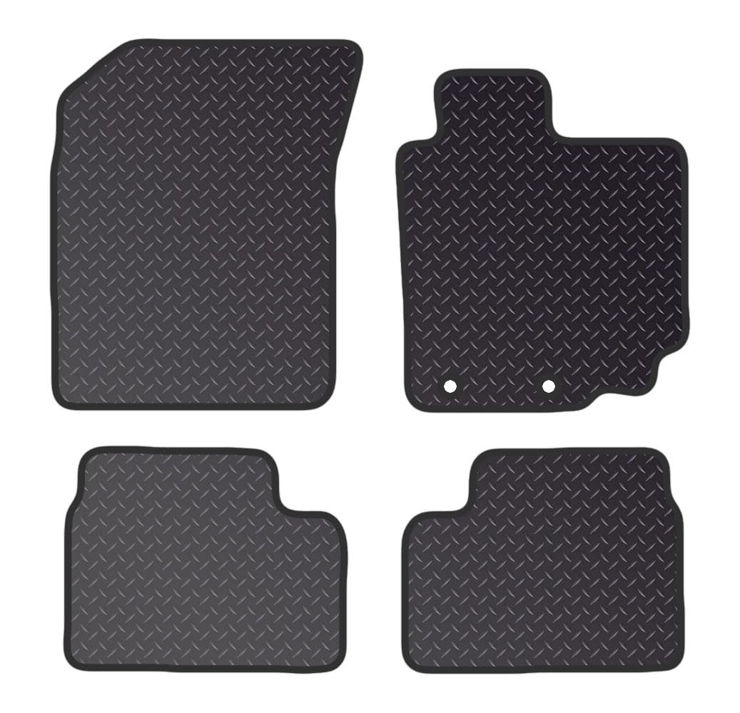 PCM- Car Floor Mats fits for SUZUKI Swift from (2010-2017)- Black Standard Rubber 3mm - Tailored Car Mats - Car Floor Mat, with Anti Slip Backing - 4 pcs Floor Mat Set with 2 Clips