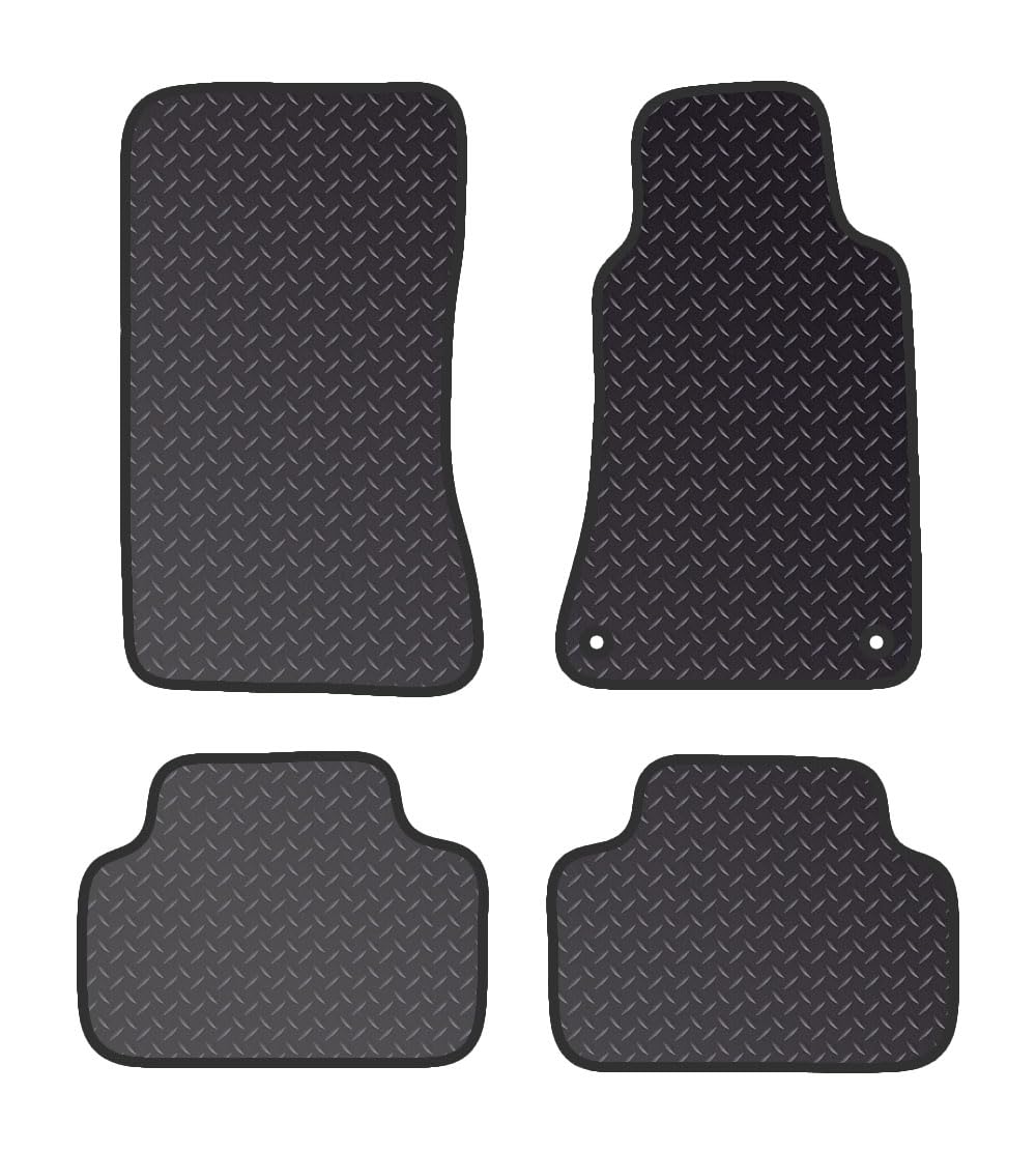 PCM - Car Floor Mats for Mercedes C CLASS (W203) (2000-2007) 2 CLIPS - Black Heavy Duty Rubber 5mm - Tailored Car Mats - Car Floor Mat, with Anti Slip Backing - 4 pcs Floor Mat Set