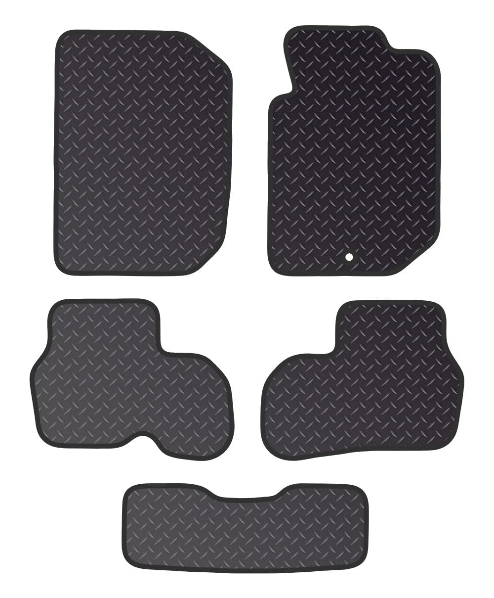 PCM-Car Floor Mats fits for Porche Satria Neo from (2006-2015) -Black Heavy Duty Rubber 5mm - Tailored Car Mats - Car Floor Mat, with Anti Slip Backing - 5 pcs Floor Mat Set with 1 Clip