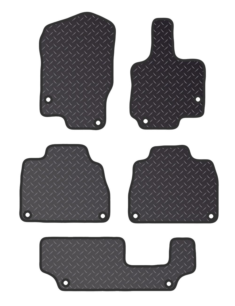 PCM- Car Floor Mats fits for Mercedes GLE 7 Seater from (2016-2019)- Black Heavy Duty Rubber 5mm - Car Floor Mat, with Anti Slip Backing. 5 pcs Floor Mat Set with 10 Clips.