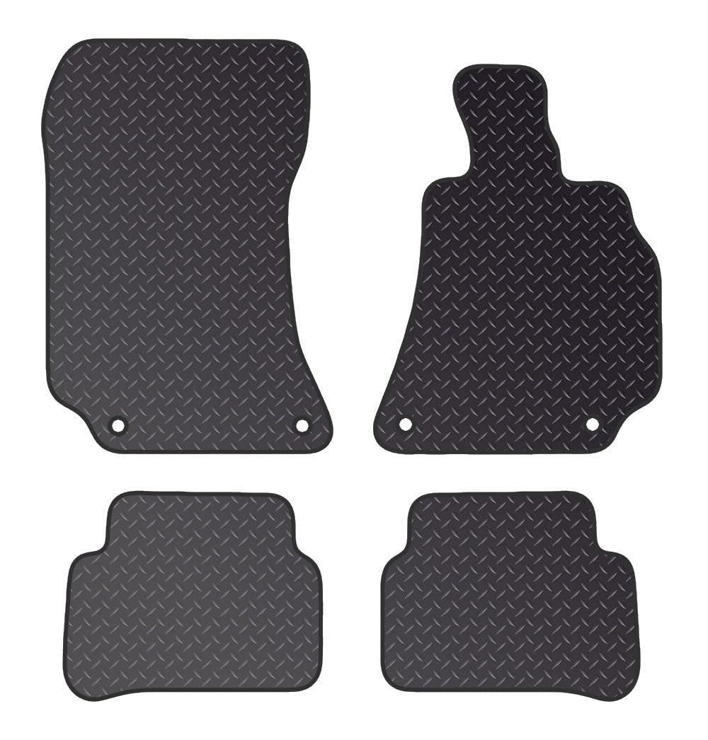 PCM - Tailored Car Floor Mats for Mercedes E CLASS (2009-2016) 4 CLIPS - Black Standard Rubber 3mm - Full Floor Protection - Anti Slip & Fit Mat with Clips Easy Clean Car Carpet - Black Edging
