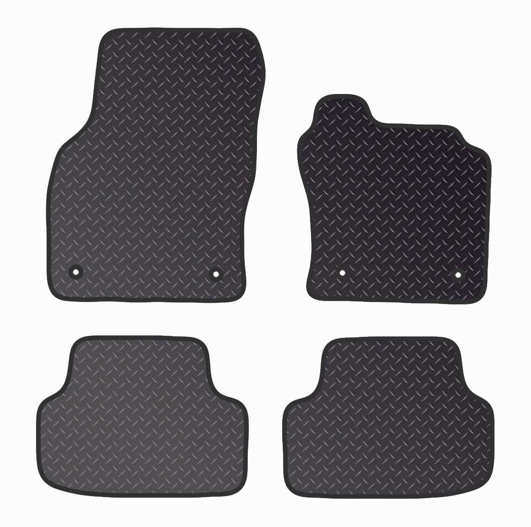 PRIME CAR MATS - Fits Volkswagen Golf Mk8 2019 to Present Non Electric - Black Heavy Duty Rubber 5MM - Anti Slip Mat -4 Pc Floor Mat with 4 Pc Clips Fitted With Clips & Granulated Backing