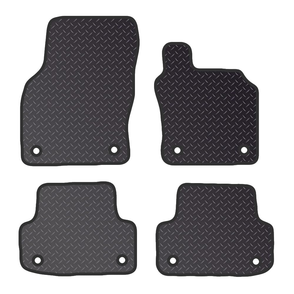 PRIME CAR MAT - Fits AUDI A3 & S3 5 Door Sept 2015-2020 - Black Heavy Duty Rubber 5mm - Anti Slip Tailored Car Mats - Car Floor Mat, with Anti Slip Backing - 4 pcs Floor Mat Set with 8 Clips