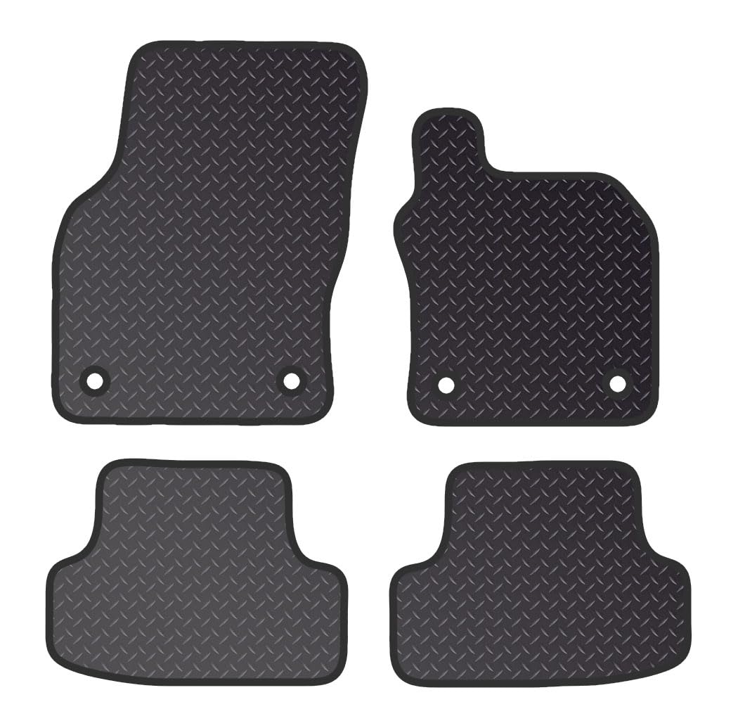 PRIME CAR MAT - Fits AUDI Q2 2016 Onwards - Black Standard Rubber 3mm - Tailored Car Mats - Waterproof, Non Slip Car Floor Mat, Fitted with Clips & Anti Slip Backing - 4 pcs Floor Mat Set