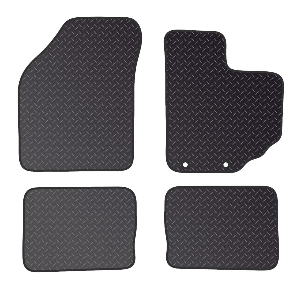 PCM - Car Floor Mats for Suzuki Celerio (2014 ONWARDS) 2 CLIPS - Black Heavy Duty Rubber 5mm - Tailored Car Mats - Car Floor Mat, with Anti Slip Backing - 4 pcs Floor Mat Set