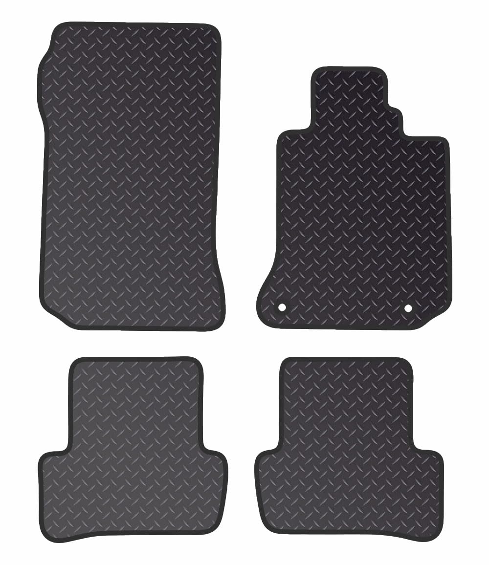 PCM - Car Floor Mats for MercedesC Class Manual (2007-2014) 2 CLIPS - Black Standard Rubber 3mm - Tailored Car Mats - Car Floor Mat, with Anti Slip Backing - 4 pcs Floor Mat Set