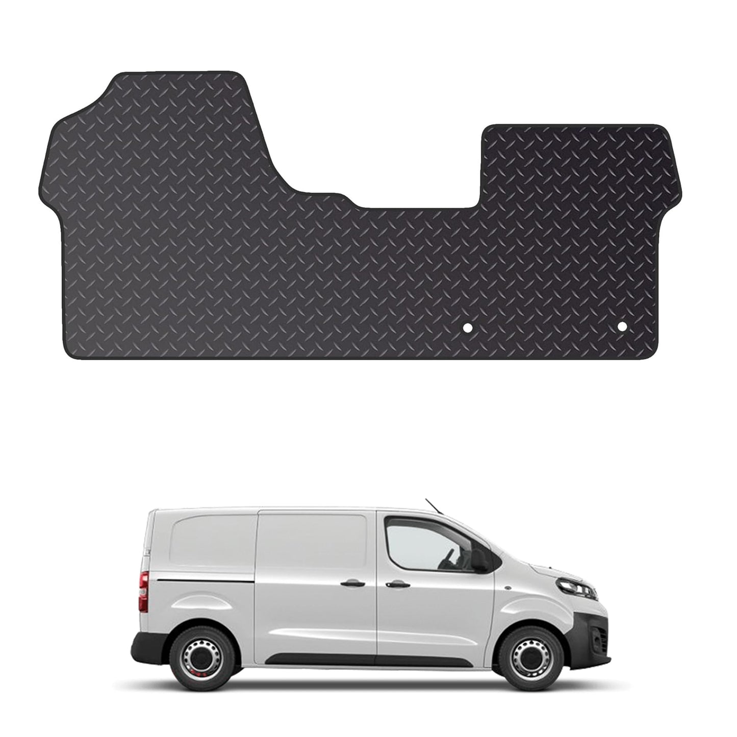 Tailored Mats - Vauxhall Vivaro (2019+) - Black Heavy Duty Rubber 5MM - Tailored Fit Black Van Mat Accessory - Anti-Slip with Clips, Fitted With Clips & Granulated Backing - 1 Pc Floor Mat