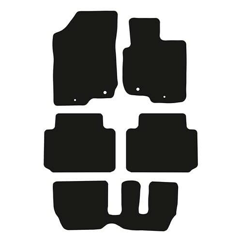 PCM - Car Floor Mats Compatible with KIA Carens Automatic 7 Seater from 2006-2012 - Tailored Car Mats with Non Slip Backing - 5 pcs Floor Mat Set with 4 Clips