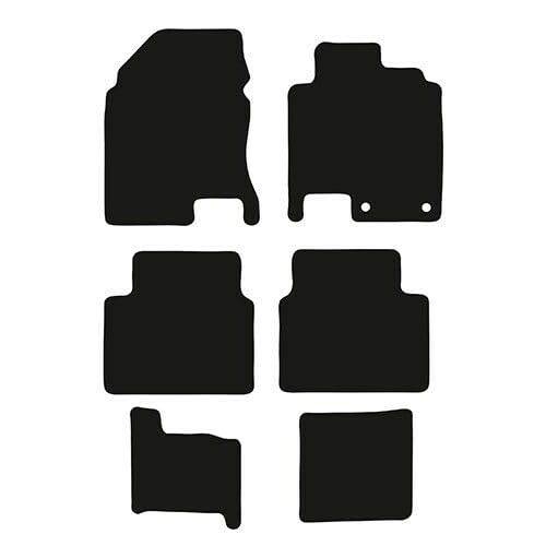 PCM- Car Floor Mats fits for NISSAN Qashqai + 2 from (2007-2013) - Black Heavy Duty Rubber 5mm - Tailored Car Mats - Car Floor Mat, with Anti Slip Backing - 6 pcs Floor Mat Set with 2 Clips