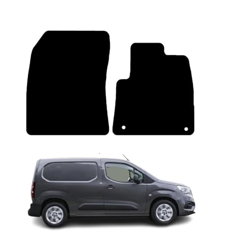 PCM - Tailored Fit Car Floor Mats for Vauxhall Combo Van Front 2019 On - Anti Slip, Fitted With Clips, Easy to Clean & Granulated Backing for All-Weather - 2Pc Floor Mat