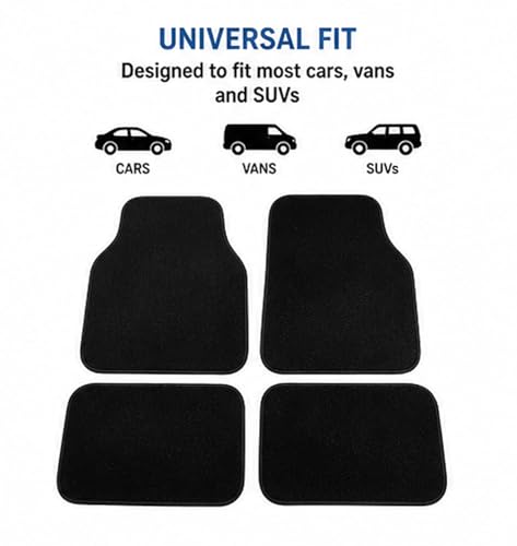 PCM Car Mats Universal - Floor Mat for Kia, Ford Universal Cars or Vans Tailored Heavy Duty Car Floor Mats 4PC Set Non Slip Car Carpet