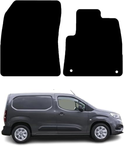 PCM - Tailored Fit Car Floor Mats for Vauxhall Combo Van Front 2019 On - Anti Slip, Fitted With Clips, Easy to Clean & Granulated Backing for All-Weather - 2 Pc Floor Mat