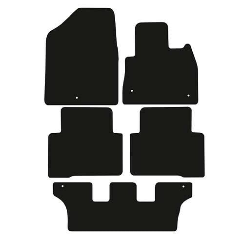 PCM- Car Floor Mats fits for Hyundai Santa Fe 7 Seater from 2012-2018 - Tailored Car Mats - Car Floor Mat, with Anti Slip Backing - 5 pcs Floor Mat Set with 3 Clips