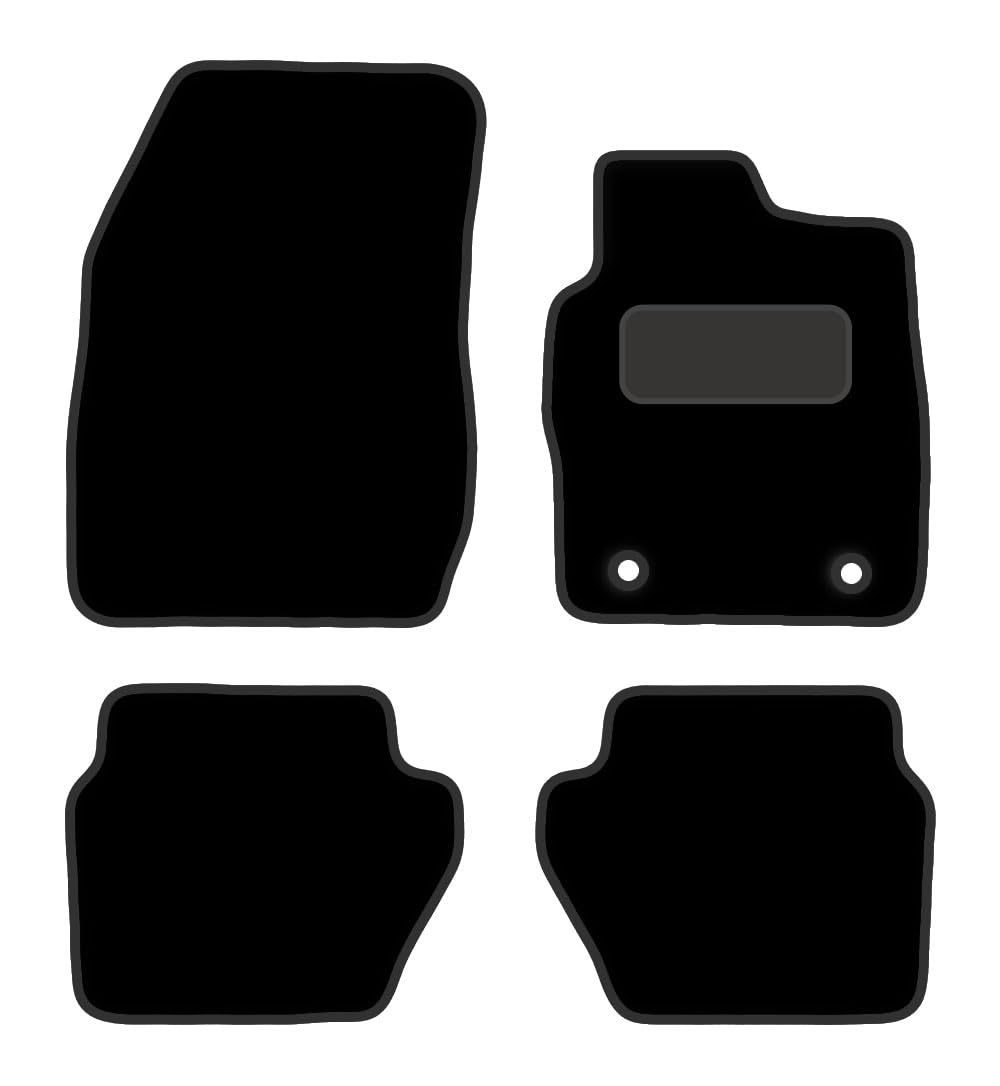 Car Mats Compatible With Ford Fiesta (2011-2017) Black Premium Carpet Tailored Fit Car Floor Mats Set Anti Slip Mat - Non Slip Car Floor Mat - 4 Pc Floor Mat - 2 Clips