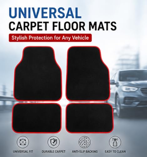 PCM - Car Floor Mats for Universal Car or Van Tailored Heavy Duty Car Floor Mats 4PC Set Non Slip Carpet