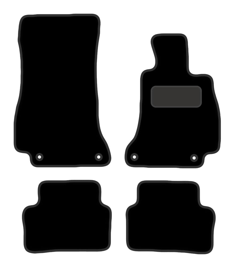PCM - Tailored Car Floor Mats for Mercedes  E Class Saloon (2016 - Present) 4 CLIPS - Black Premium Carpet - Full Floor Protection - Anti Slip & Fit Mat with Clips Easy Clean Car Carpet - Black Edging