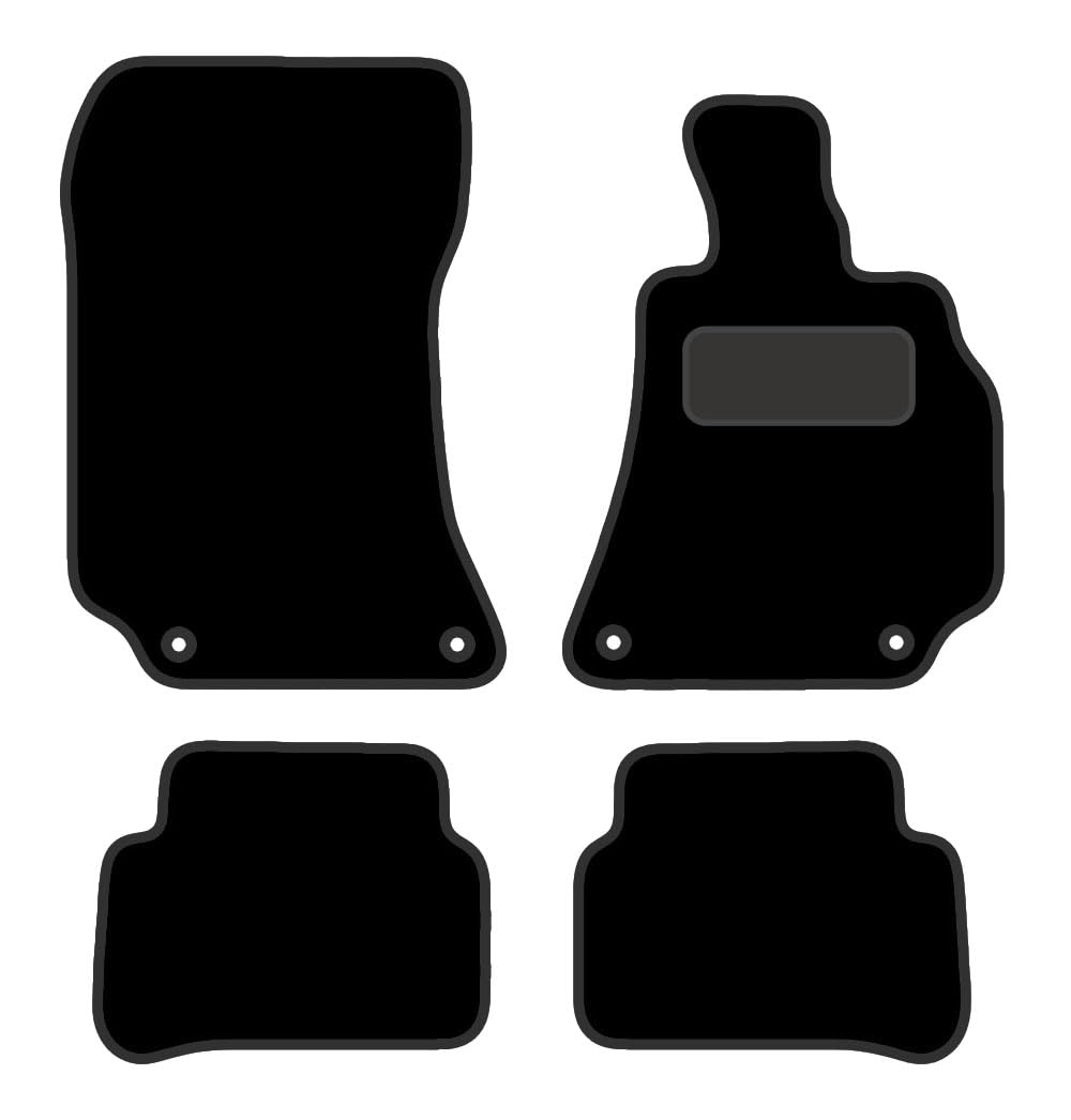 PCM - Tailored Car Floor Mats for Mercedes E CLASS (2009-2016) 4 CLIPS - Black Premium Carpet - Full Floor Protection - Anti Slip & Fit Mat with Clips Easy Clean Car Carpet - Black Edging