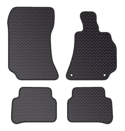 PCM - Tailored Car Floor Mats for Mercedes E CLASS (2008-2013) 2 CLIPS - Black Standard Rubber 3mm - Full Floor Protection - Anti Slip & Fit Mat with Clips Easy Clean Car Carpet