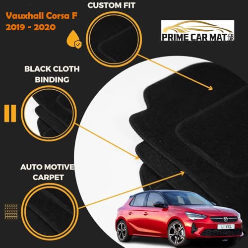 Car Mats Vauxhall Corsa F (2019-2020) Tailored Fit Car Floor Mats Set Water-Resistant Anti Slip Backing All Weather Full Coverage 4pcs Set With 4 Clips